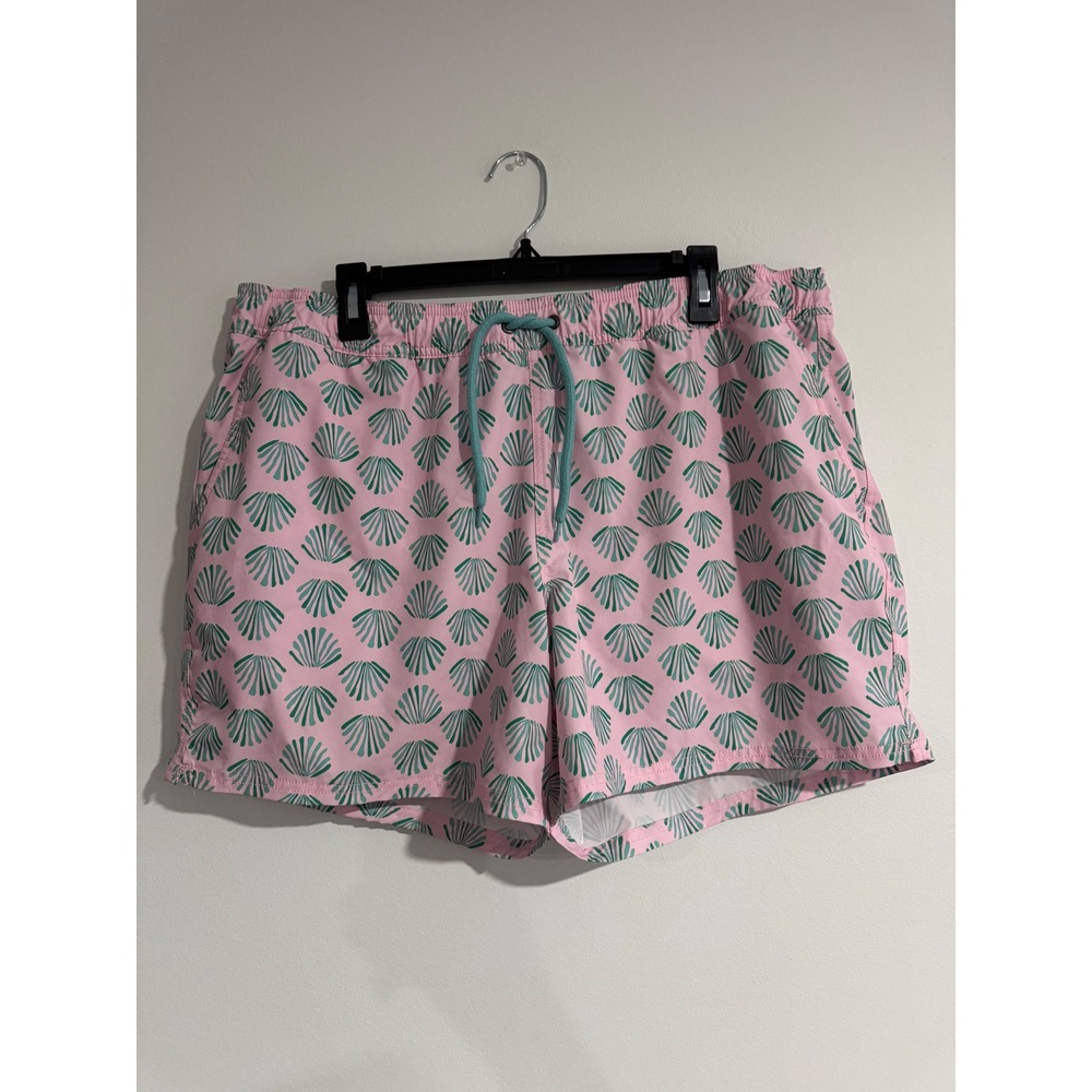 J.Crew Flex Seashell Print Swim Trunks Mens XL Pink Teal beach vacation‎ shorts